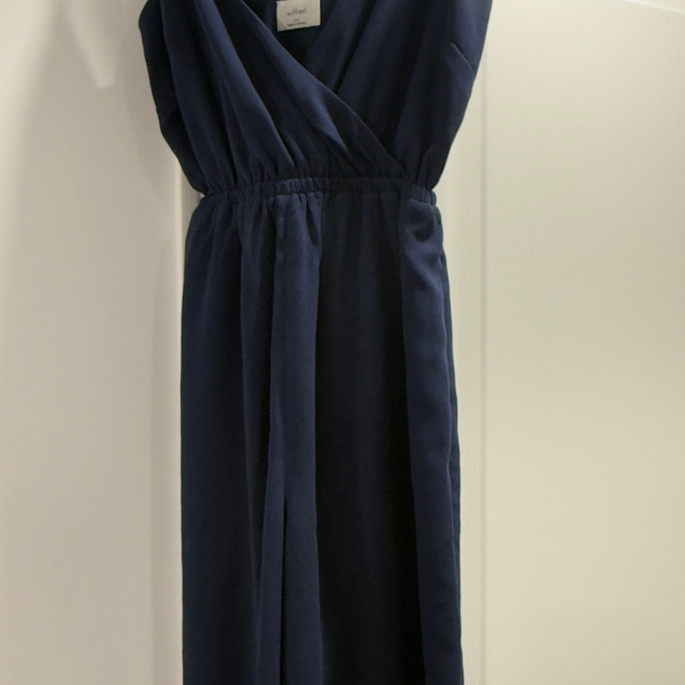 Aritzia Wilfred Melodie Elegant Navy Maxi Dress